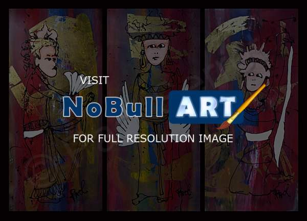 Triptych - Bali Dancers - Oil On Canvas